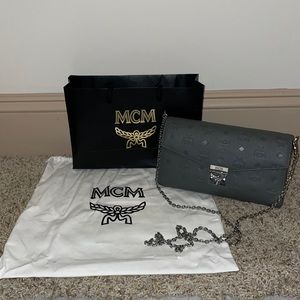 Grey leather MCM bag